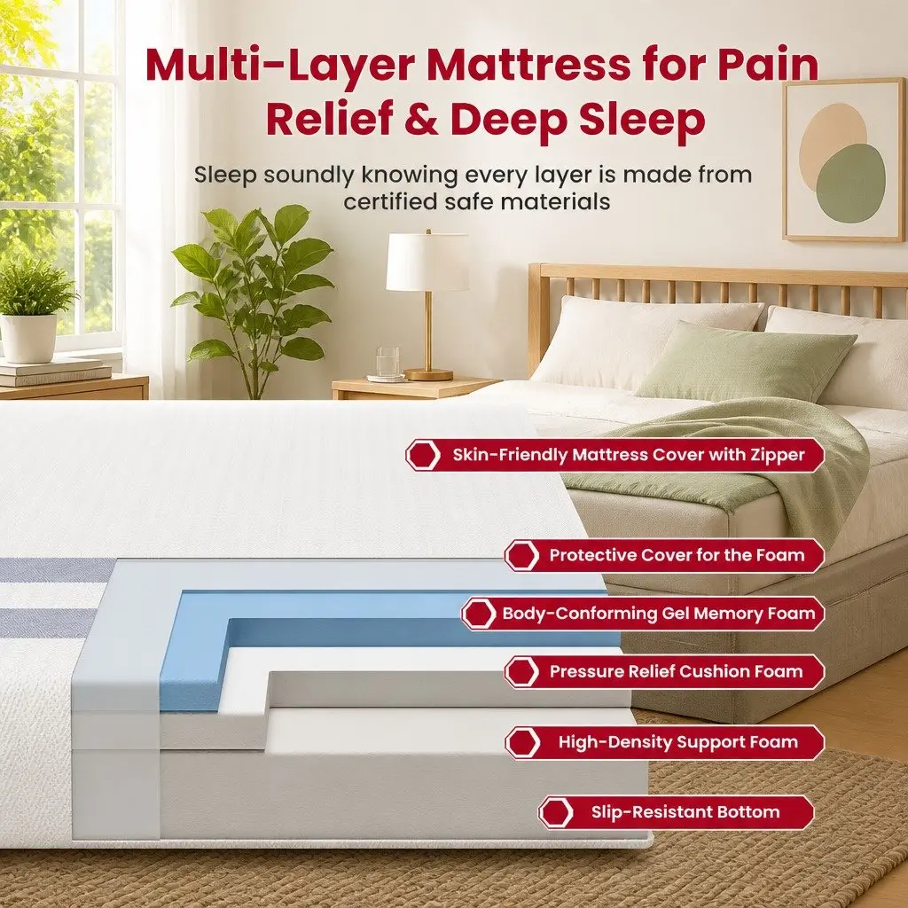 Double Memory Foam Mattress 25cm Reversible Medium Firm Sleep Bedding White