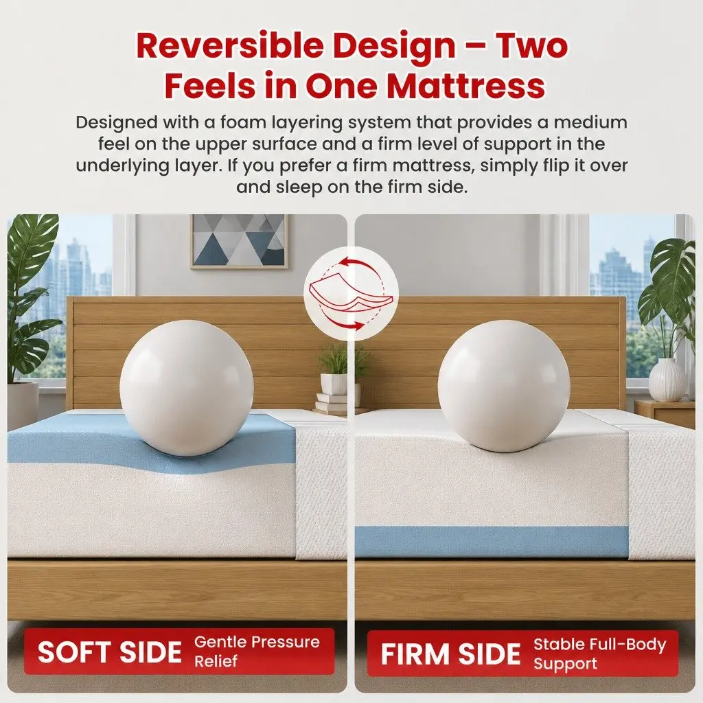 Reversible King Single Memory Foam Mattress 25cm