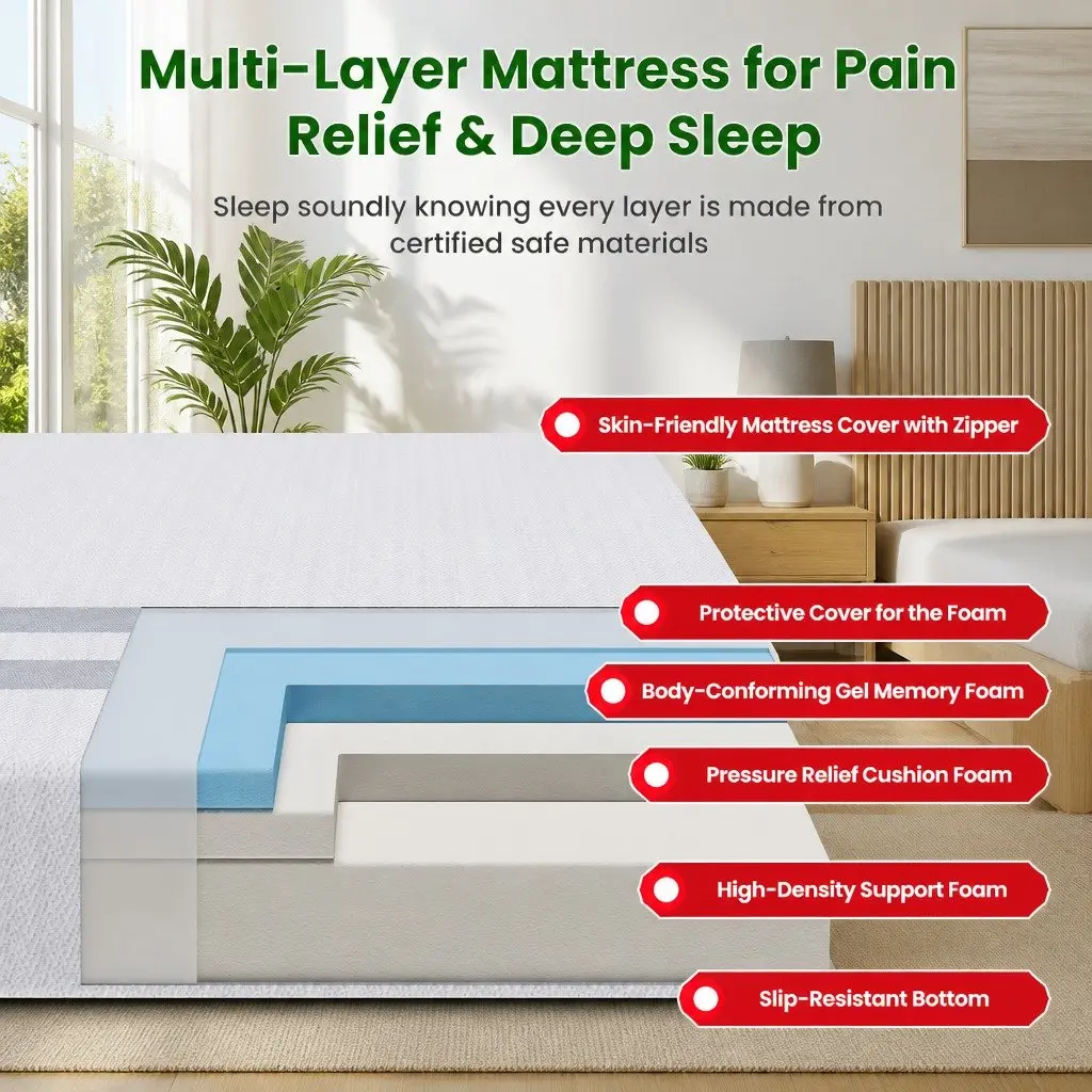 King Size Memory Foam Mattress 25cm Gel-Infused