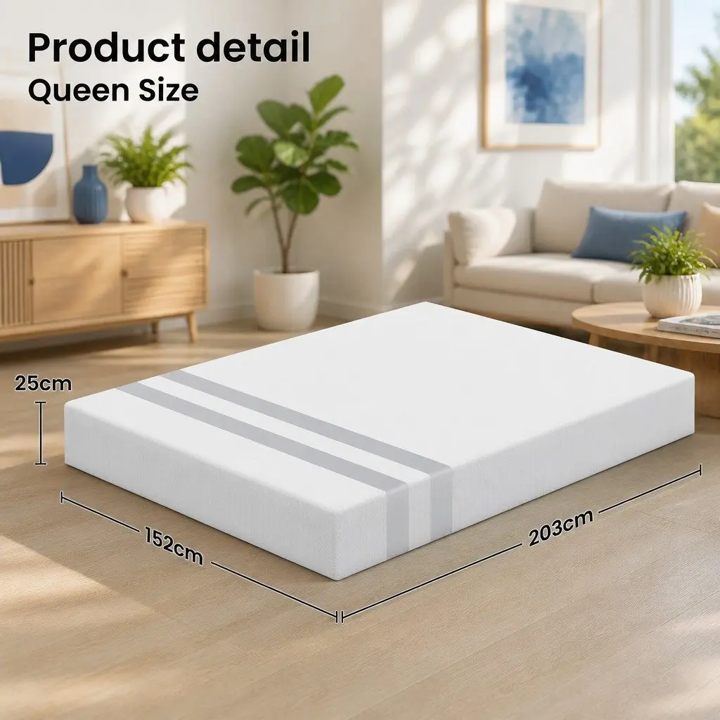 Queen Memory Foam Mattress Gel-Infused 25cm White