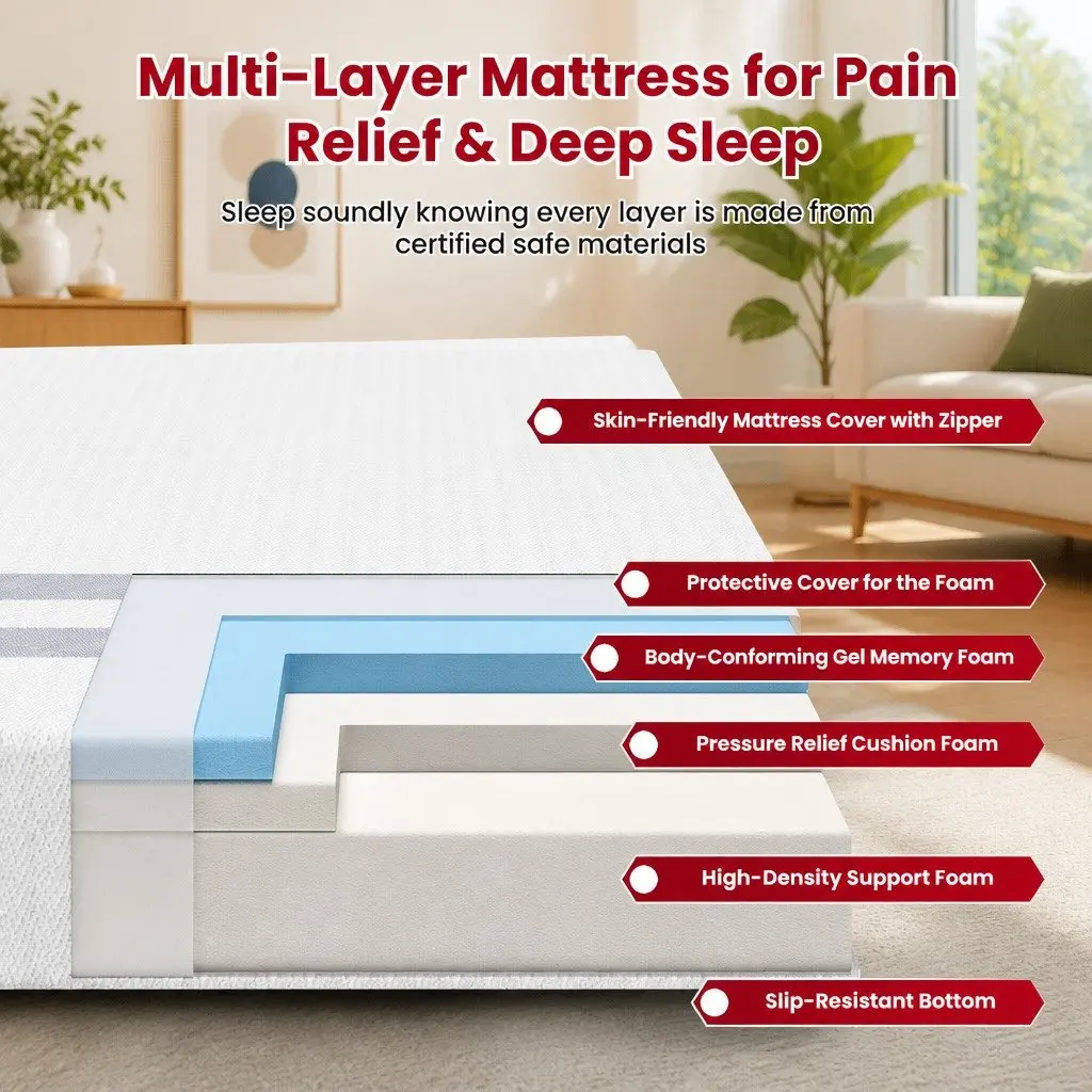 Queen Memory Foam Mattress Gel-Infused 25cm White