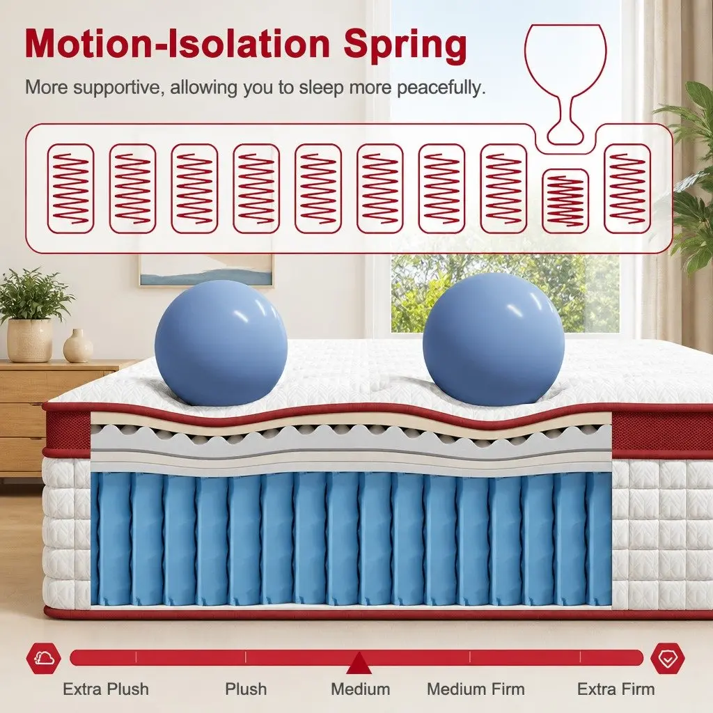 King Size Latex Hybrid Mattress 34cm Medium Firm 5 Zone Pocket Spring Bed