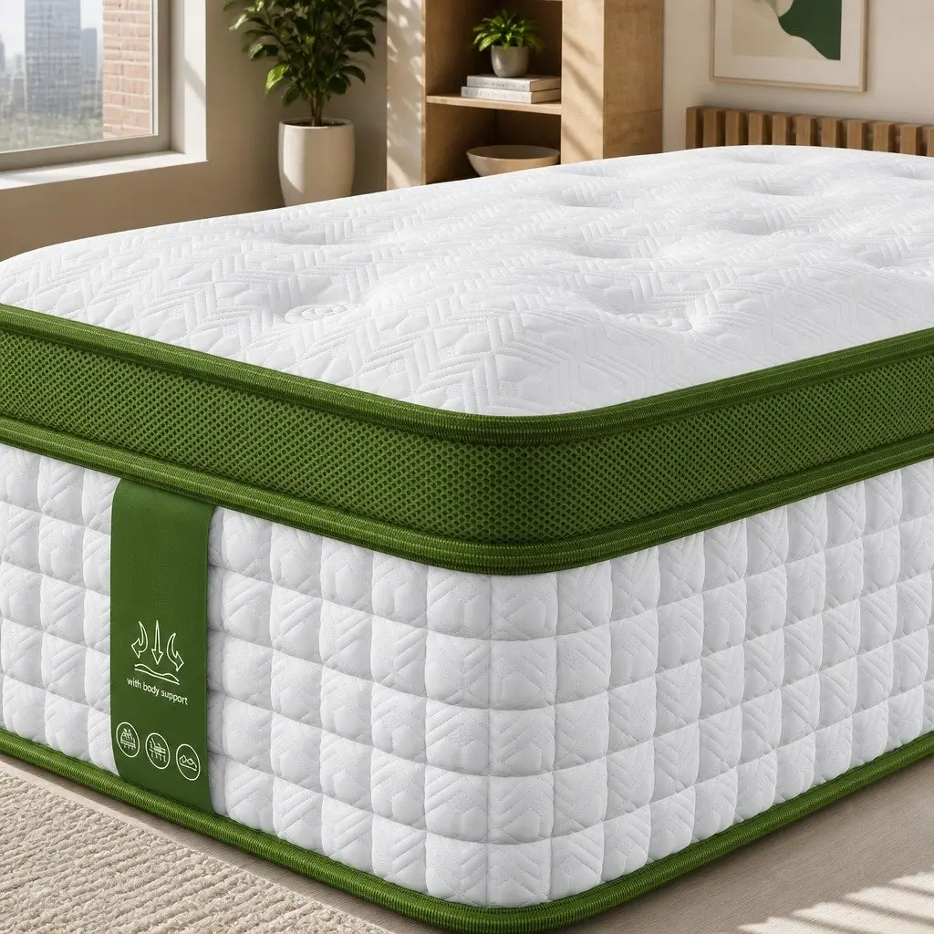 Queen Latex Hybrid Mattress 34cm Medium Firm 5 Zone Pocket Spring White