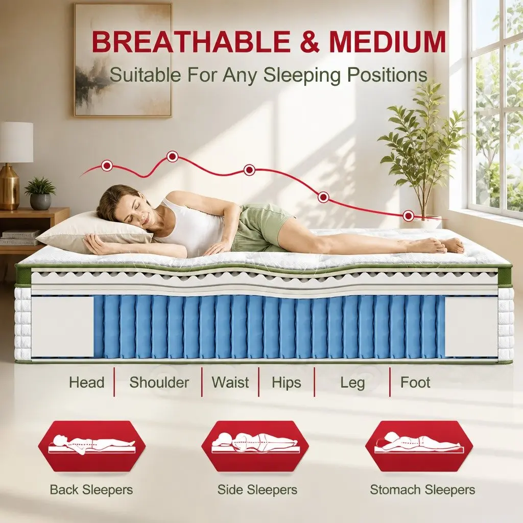 Single Latex Hybrid Mattress 34cm Medium Firm White