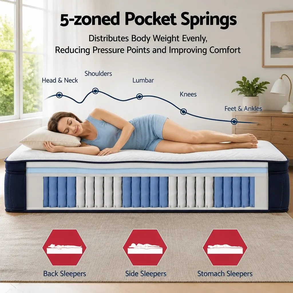 King Single Mattress 34cm Medium Soft Pocket Spring