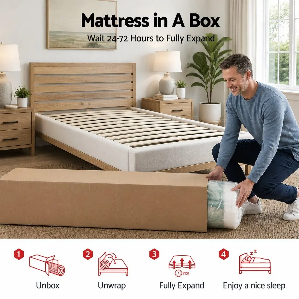 Queen Mattress Pocket Spring Hybrid 34cm Medium Firm Cooling Tencel Fabric White Black