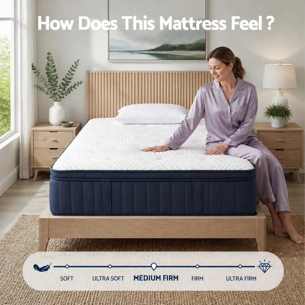 Queen Mattress Pocket Spring Hybrid 34cm Medium Firm Cooling Tencel Fabric White Black