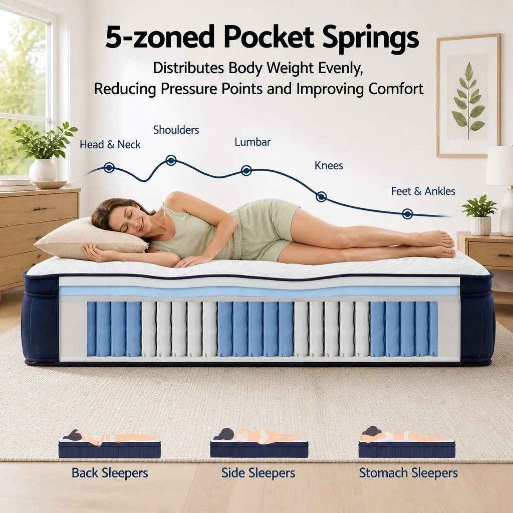 Single Mattress Hybrid Pocket Spring Gel Memory Foam 34cm Medium Soft Cooling