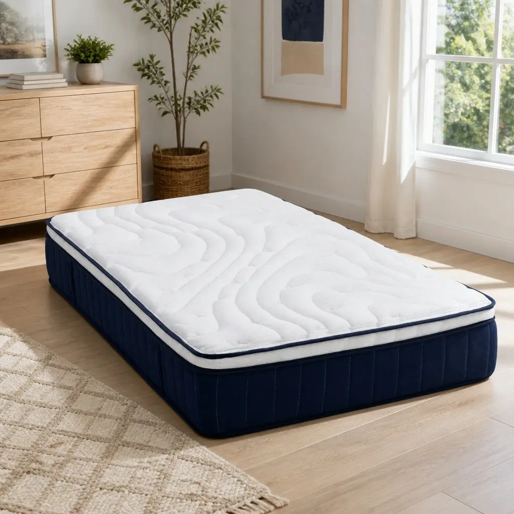 King Single Mattress Pocket Spring Latex 30cm Medium Firm Hybrid White Black