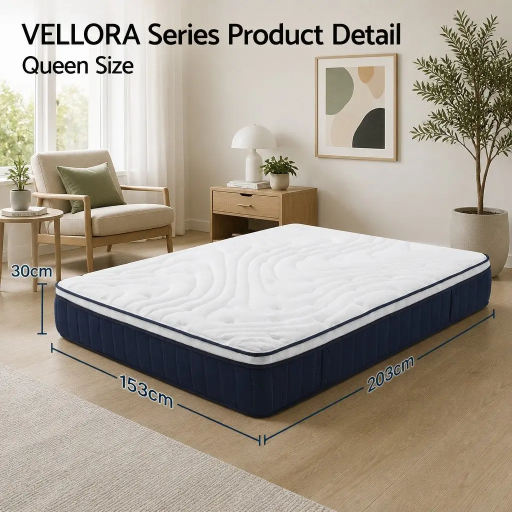 30cm Medium Firm Queen Mattress with Lumbar Support