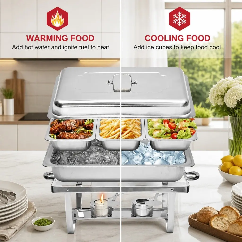 Stainless Steel 3x3L Chafing Dish Set for Buffets