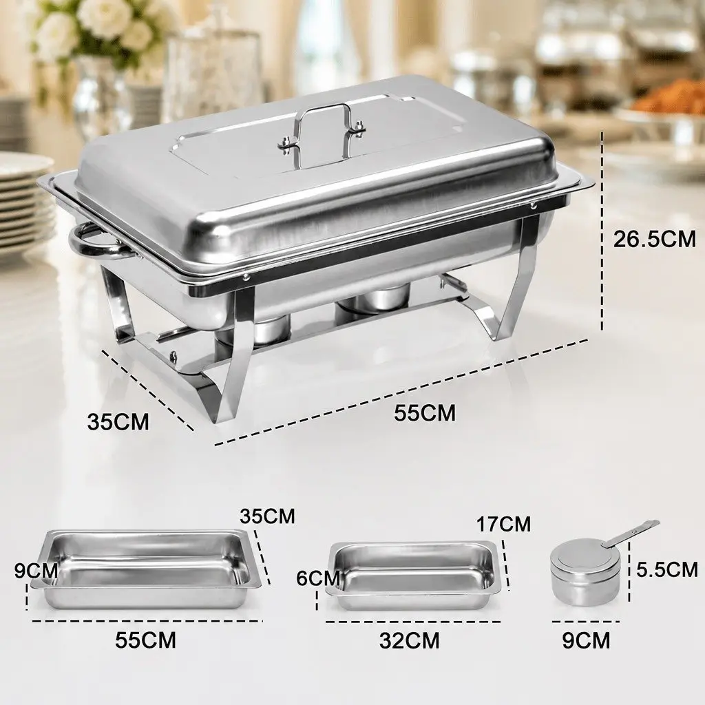 Stainless Steel 3x3L Chafing Dish Set for Buffets