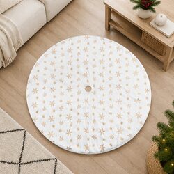 Gold Christmas Tree Skirt 120cm with Sequin Snowflakes