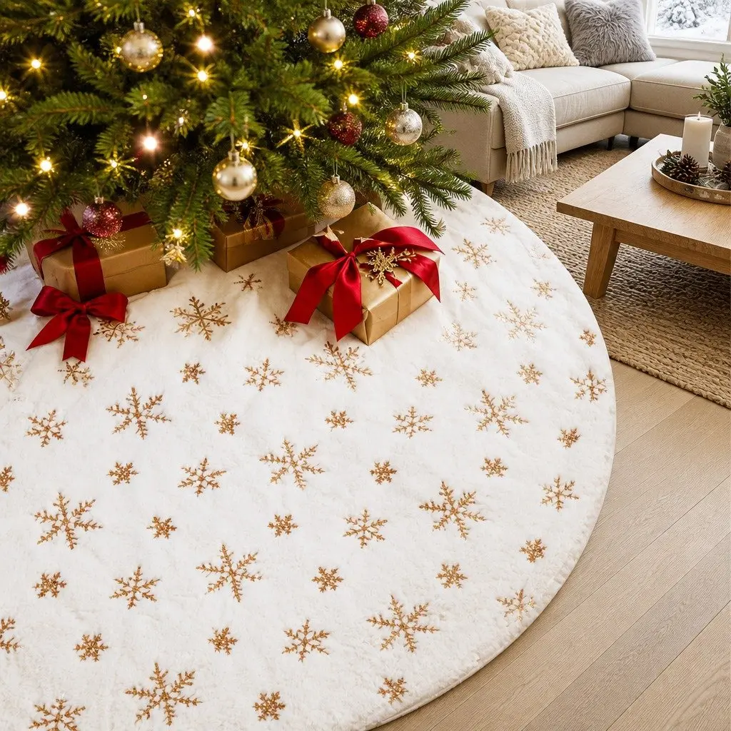 Christmas Tree Skirt Polyester 120cm Gold
