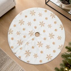 90cm Gold Sequin Snowflake Christmas Tree Skirt