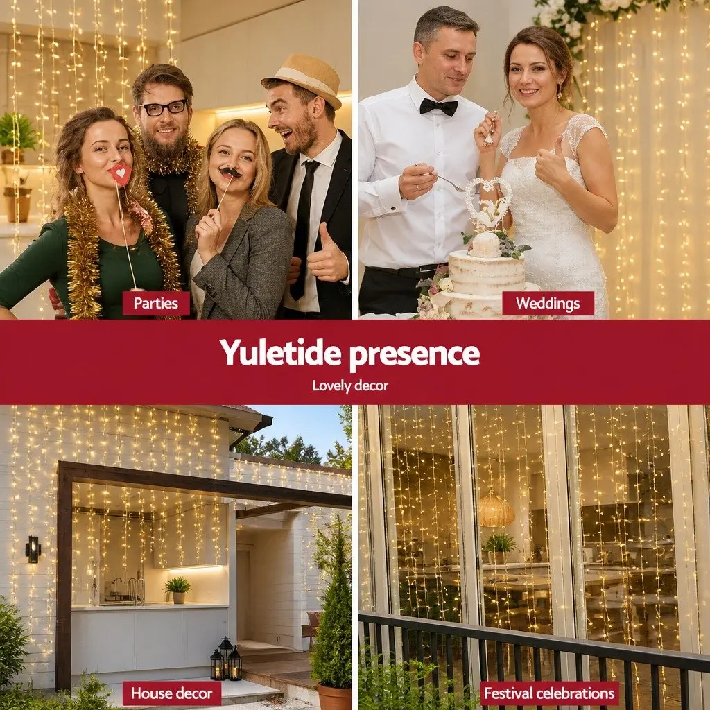 Curtain String Lights 300 LED Warm White 3M x 3M Indoor Outdoor