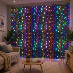 3X6M LED Curtain Lights with 960 RGB Bulbs for Decor