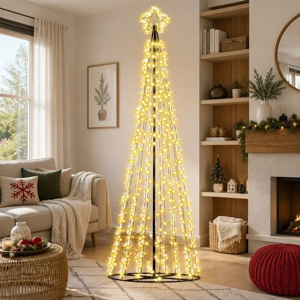 Christmas Tree Solar LED 3.6M Warm White Outdoor Indoor Decoration Black
