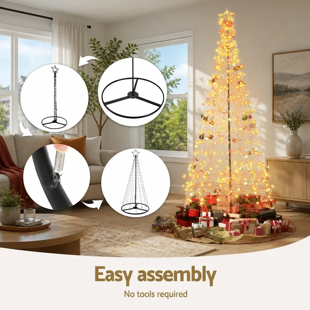 Christmas Tree Solar LED 3.6M Warm White Outdoor Indoor Decoration Black