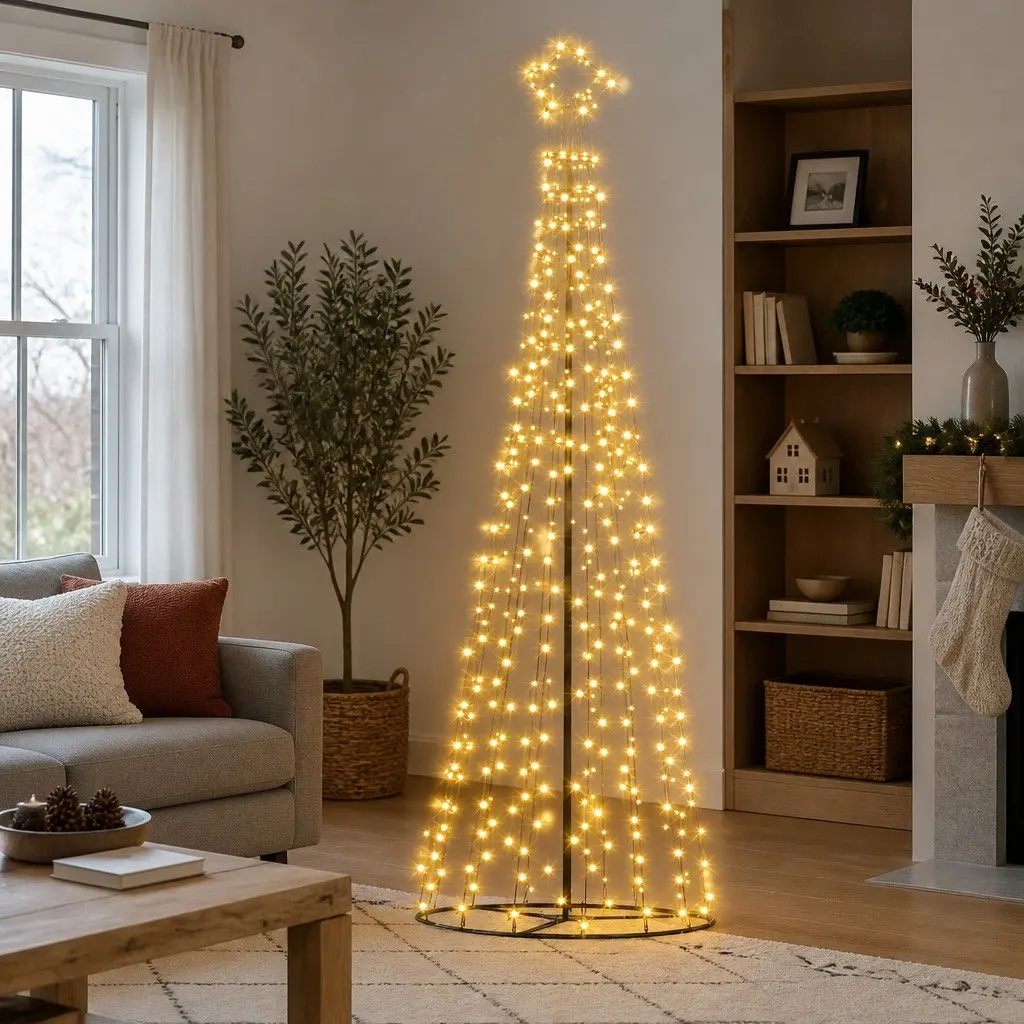 Christmas Tree Solar LED 3.6M Warm White Outdoor Indoor Decoration Black