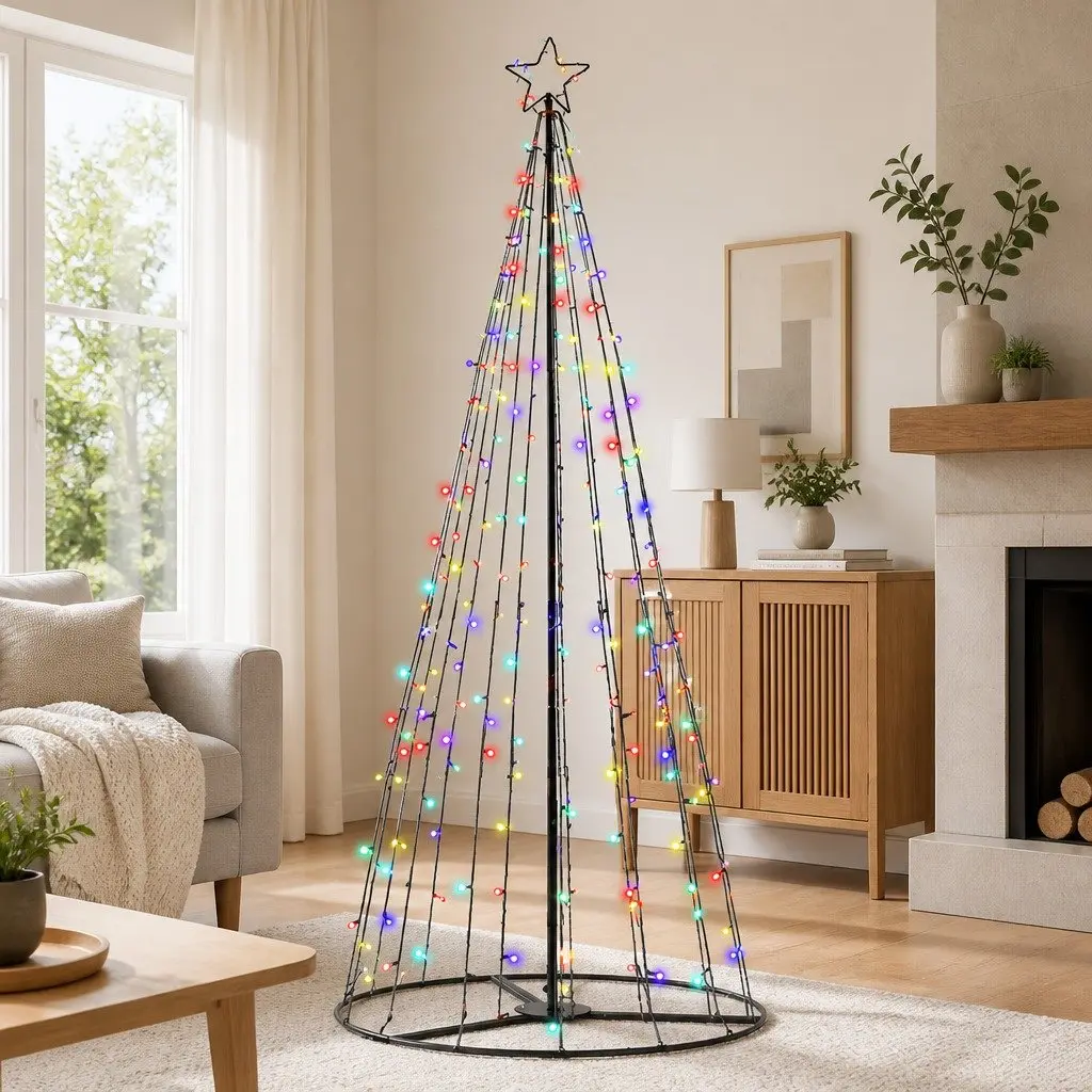 LED Christmas Tree Solar-powered 3.6M Black Multi-coloured 400 Lights Outdoor Indoor Holiday Decoration