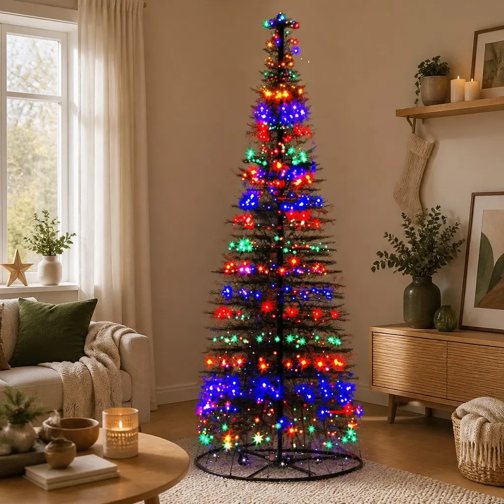 LED Christmas Tree Solar-powered 3.6M Black Multi-coloured 400 Lights Outdoor Indoor Holiday Decoration
