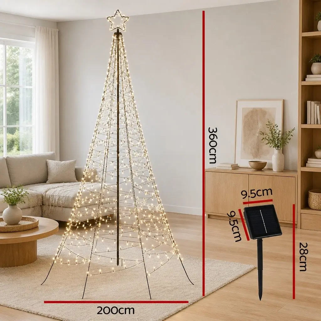 Pre-lit Christmas Tree Solar-powered LED 360cm Warm-white Outdoor Decoration