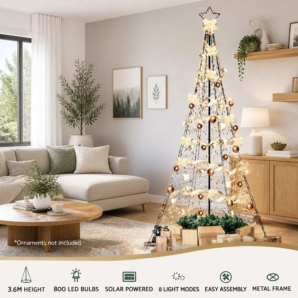 Pre-lit Christmas Tree Solar-powered LED 360cm Warm-white Outdoor Decoration