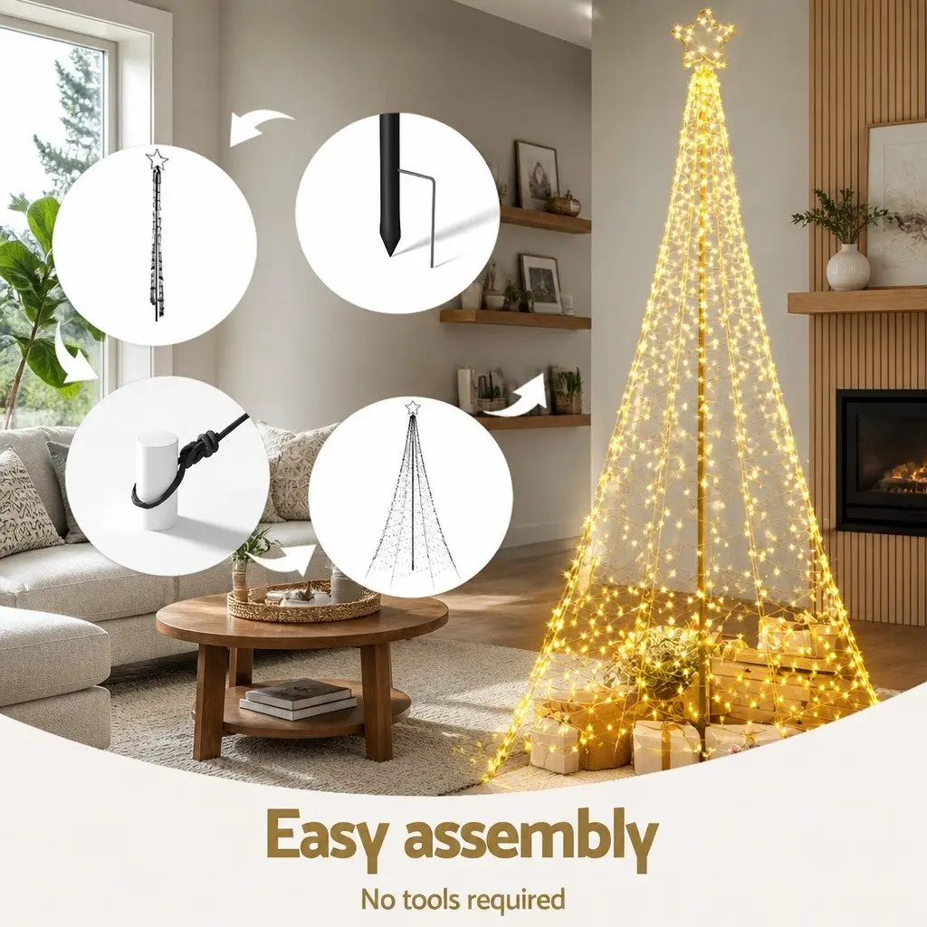 Pre-lit Christmas Tree Solar-powered LED 360cm Warm-white Outdoor Decoration