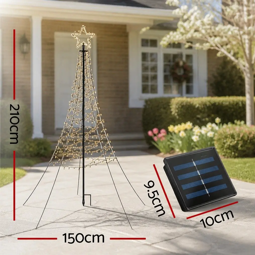 LED Christmas Tree Solar 2.1m Warm White 320 Lights Indoor Outdoor Decoration