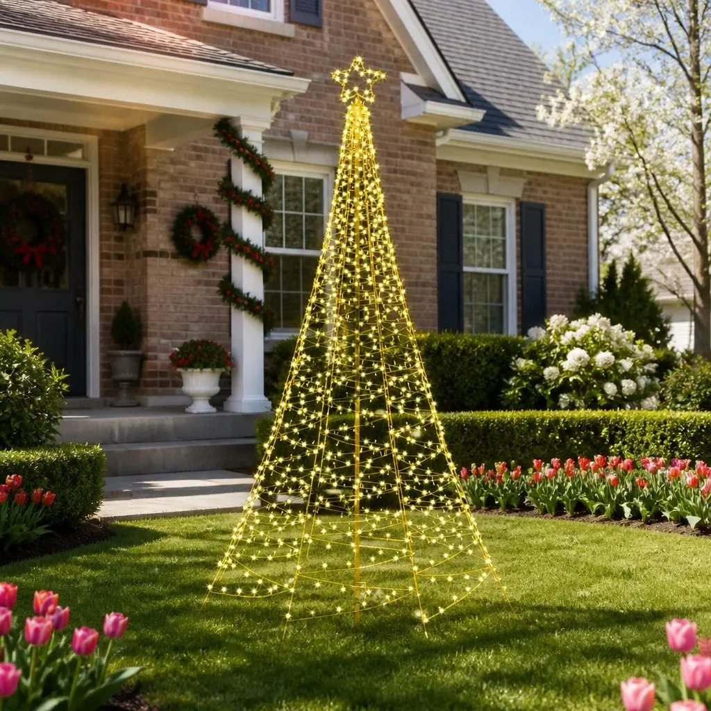 LED Christmas Tree Solar 2.1m Warm White 320 Lights Indoor Outdoor Decoration