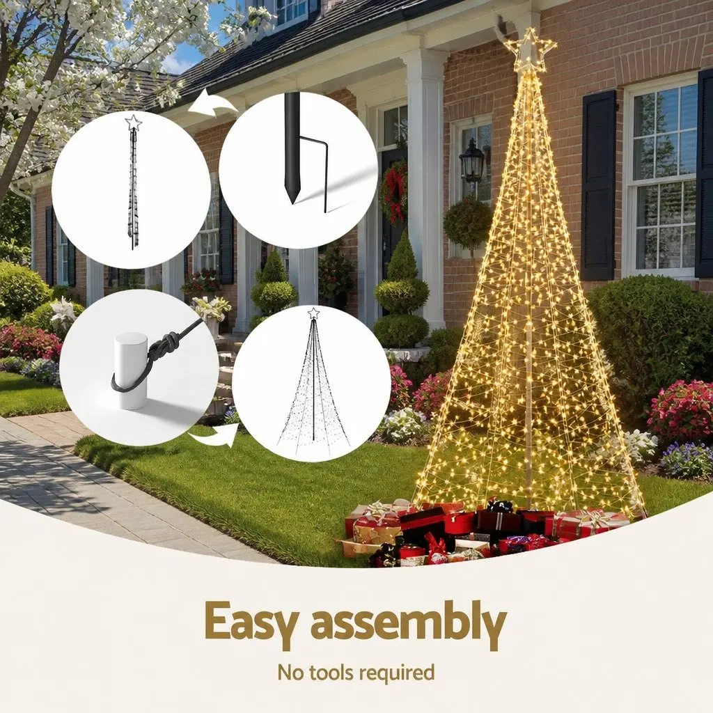 LED Christmas Tree Solar 2.1m Warm White 320 Lights Indoor Outdoor Decoration