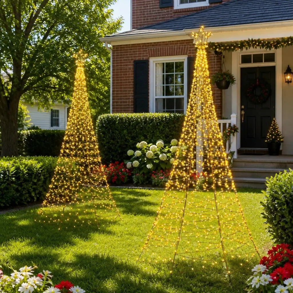 LED Christmas Tree Solar 2.1m Warm White 320 Lights Indoor Outdoor Decoration