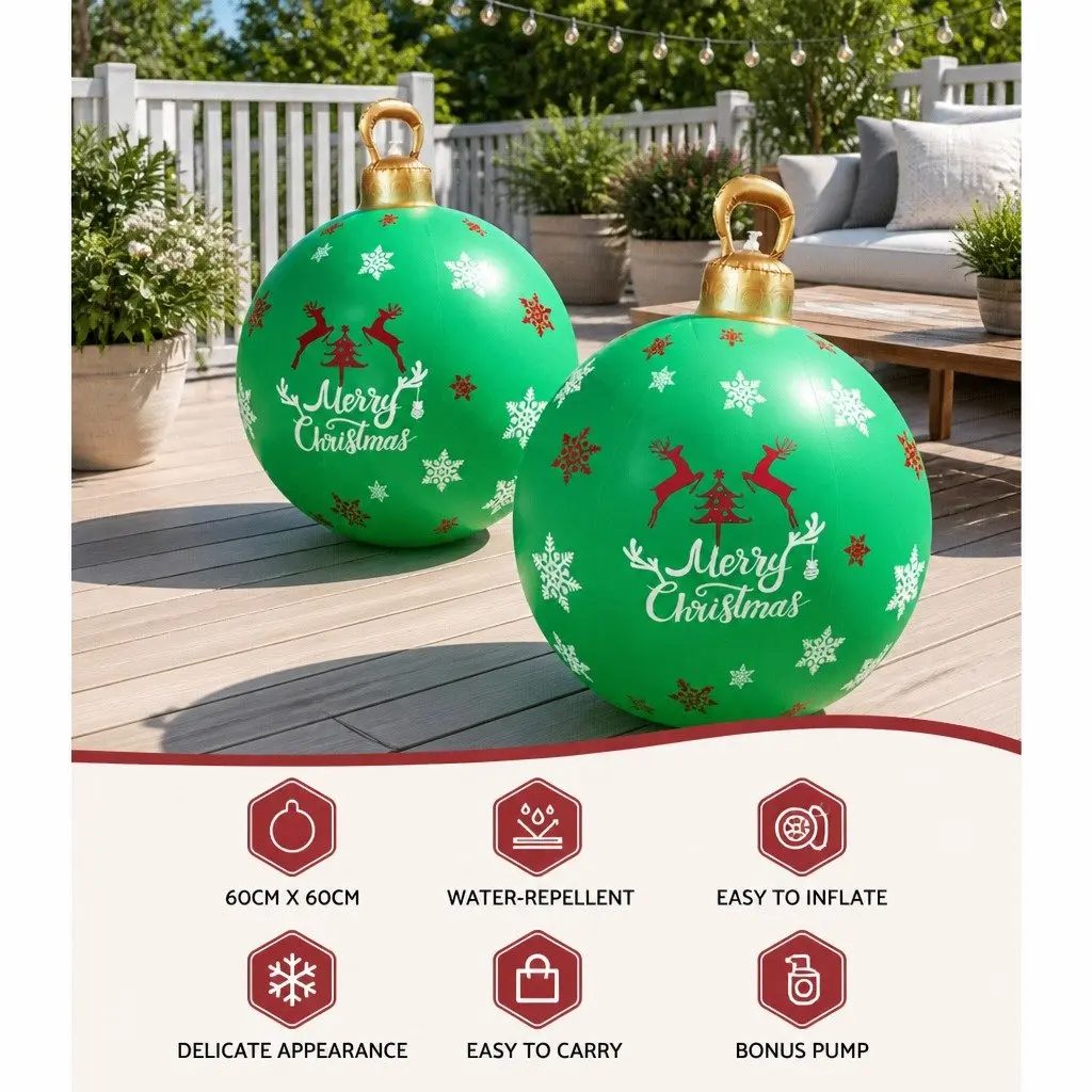 Christmas Decoration Inflatable Ball Bauble 60cm 190T Polyester Multicoloured