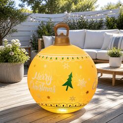 60cm Christmas Inflatable Ball with LED Lights Gold Festive Outdoor Decoration
