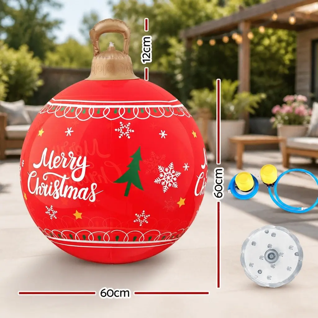 LED Illuminated 60cm Red Christmas Inflatable Ball