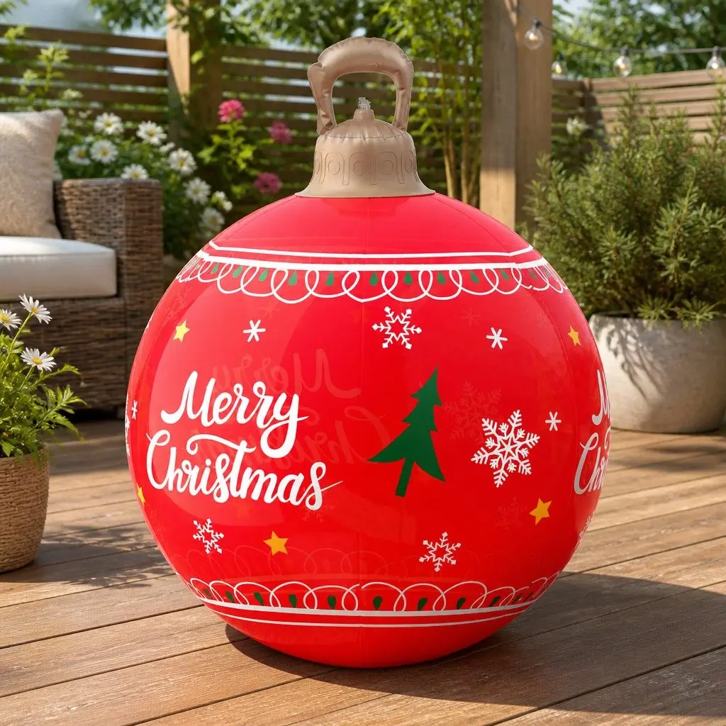 LED Illuminated 60cm Red Christmas Inflatable Ball