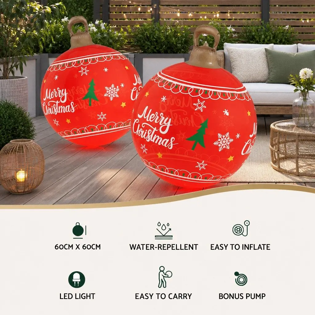 LED Illuminated 60cm Red Christmas Inflatable Ball