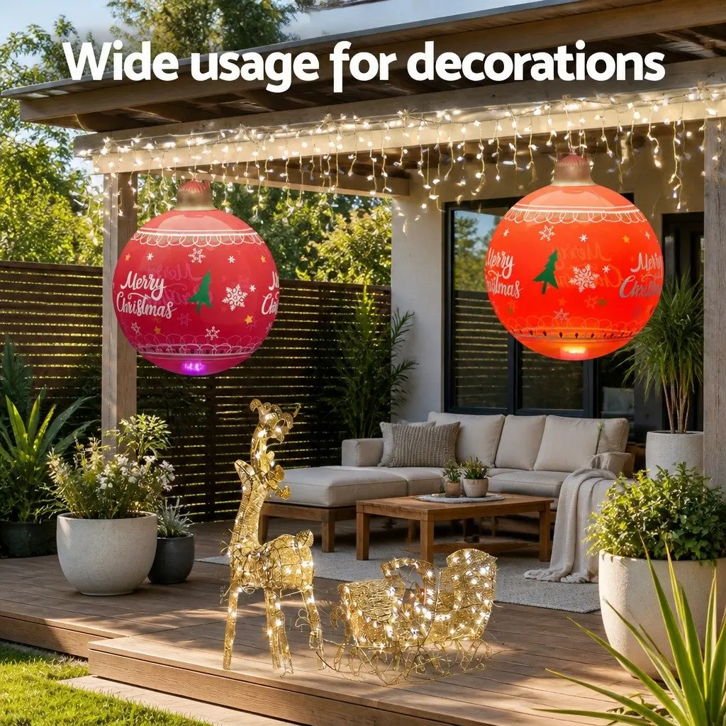 LED Illuminated 60cm Red Christmas Inflatable Ball