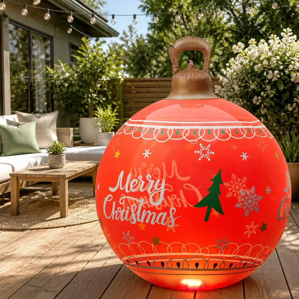 LED Illuminated 60cm Red Christmas Inflatable Ball
