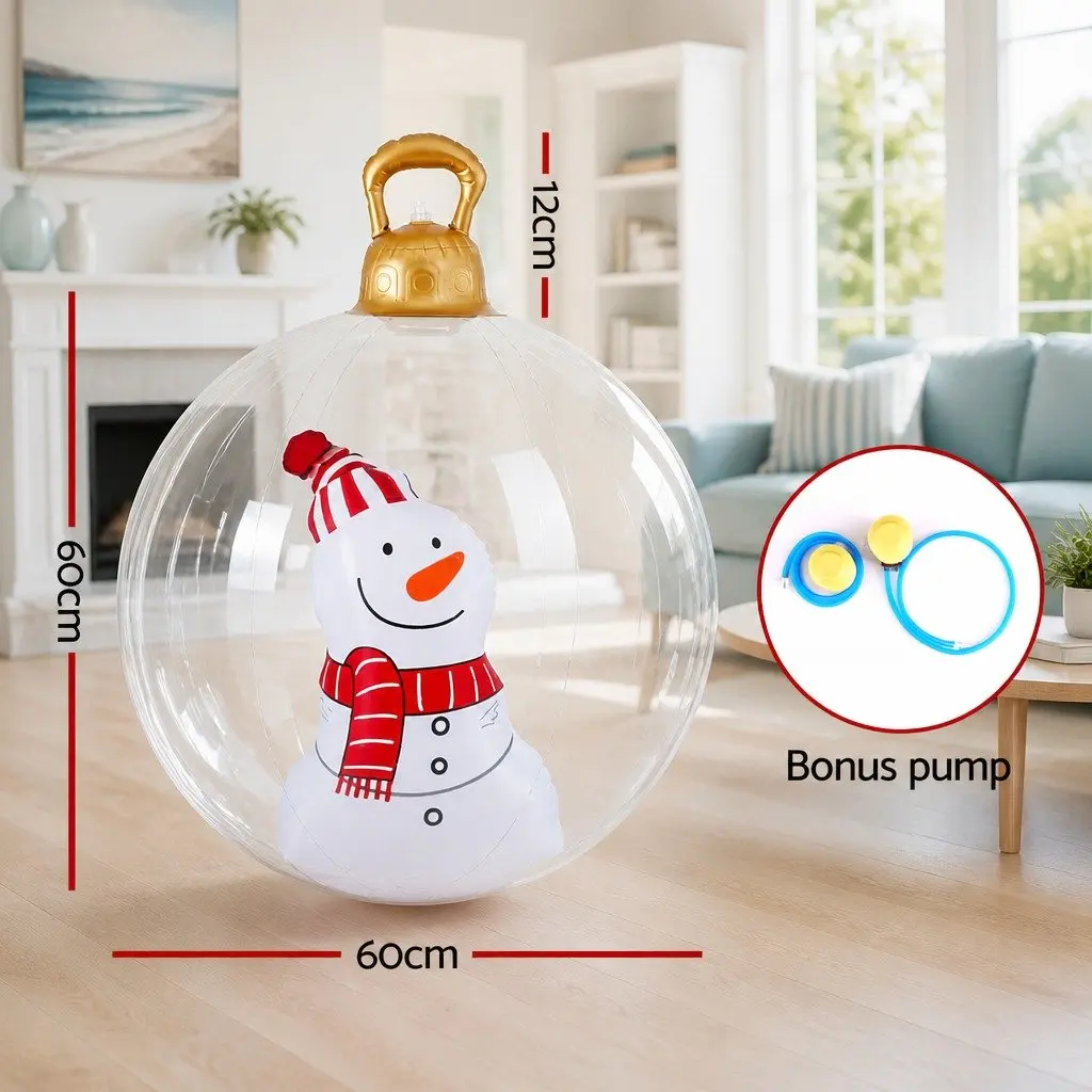 Inflatable Bauble PVC 60cm Transparent Snowman Christmas Decoration