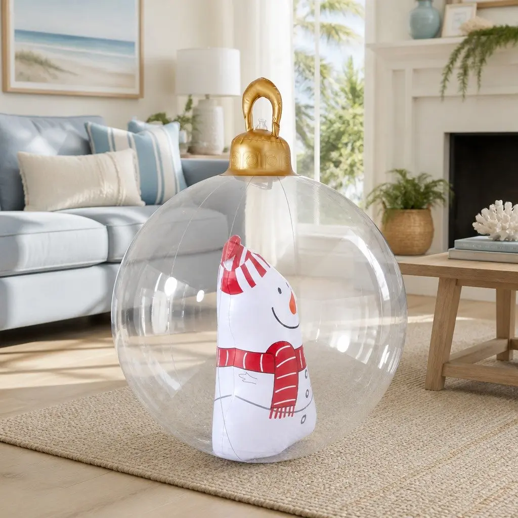 Inflatable Bauble PVC 60cm Transparent Snowman Christmas Decoration