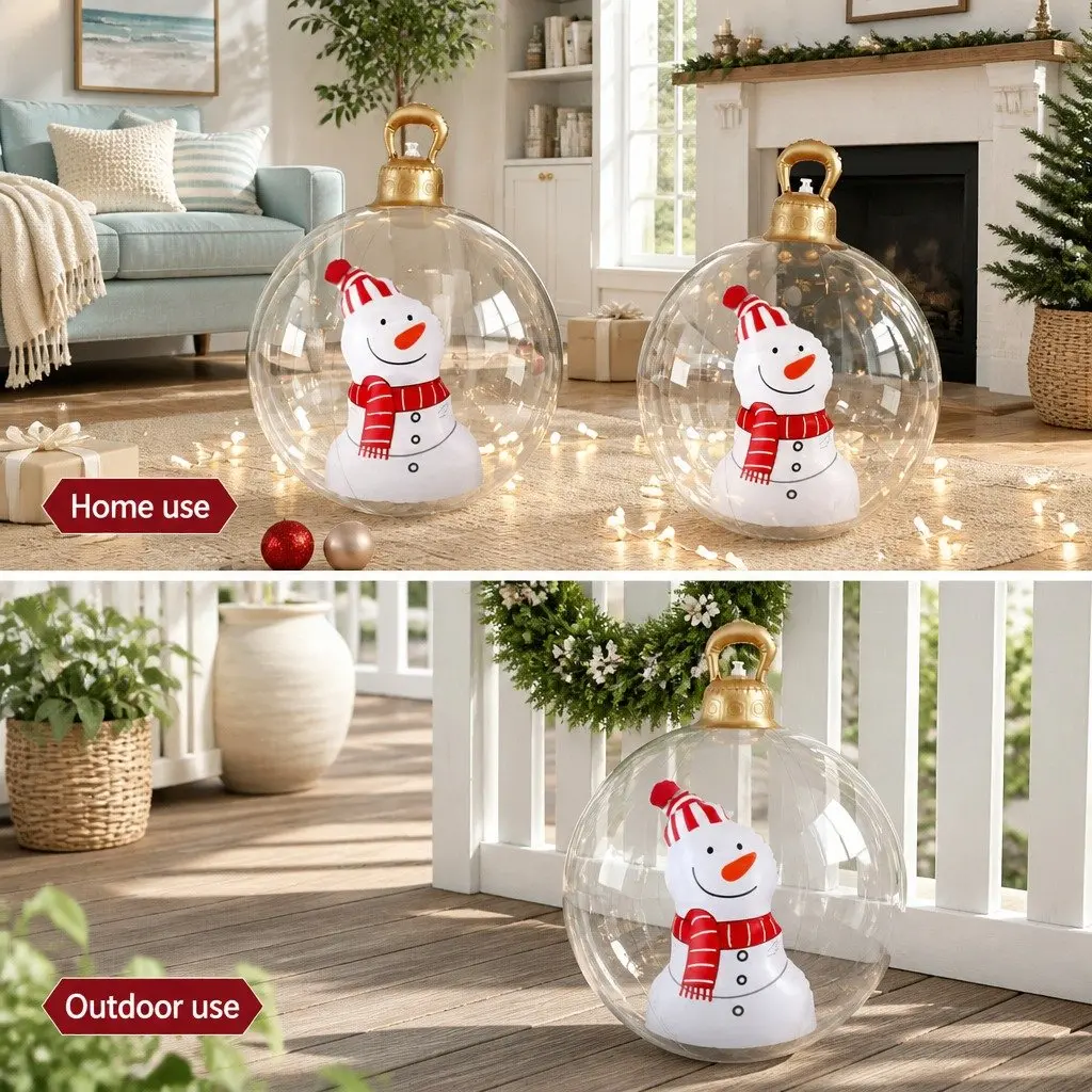 Inflatable Bauble PVC 60cm Transparent Snowman Christmas Decoration