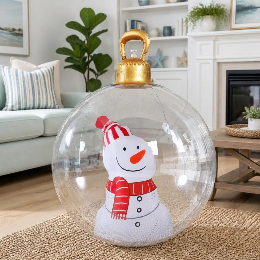 Inflatable Bauble PVC 60cm Transparent Snowman Christmas Decoration