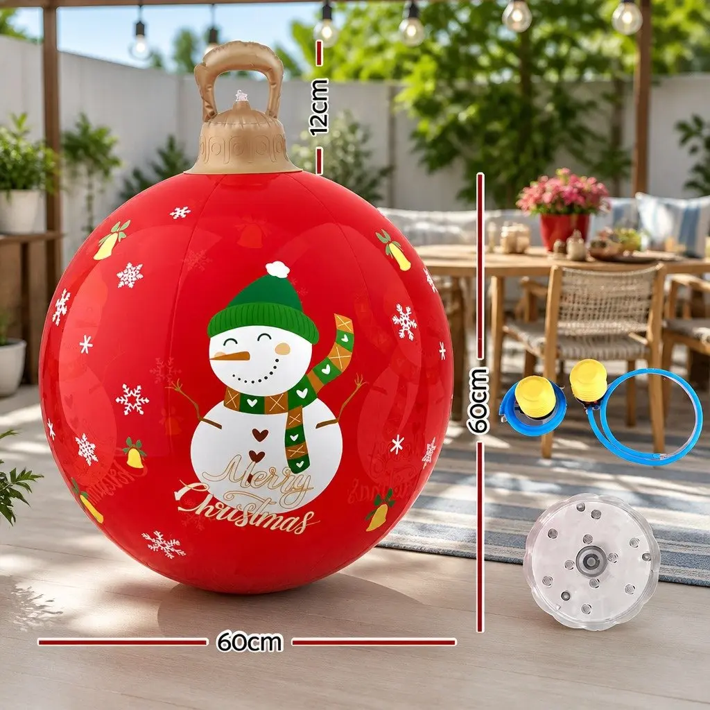 60cm Red Christmas Inflatable Ball with LED Lights