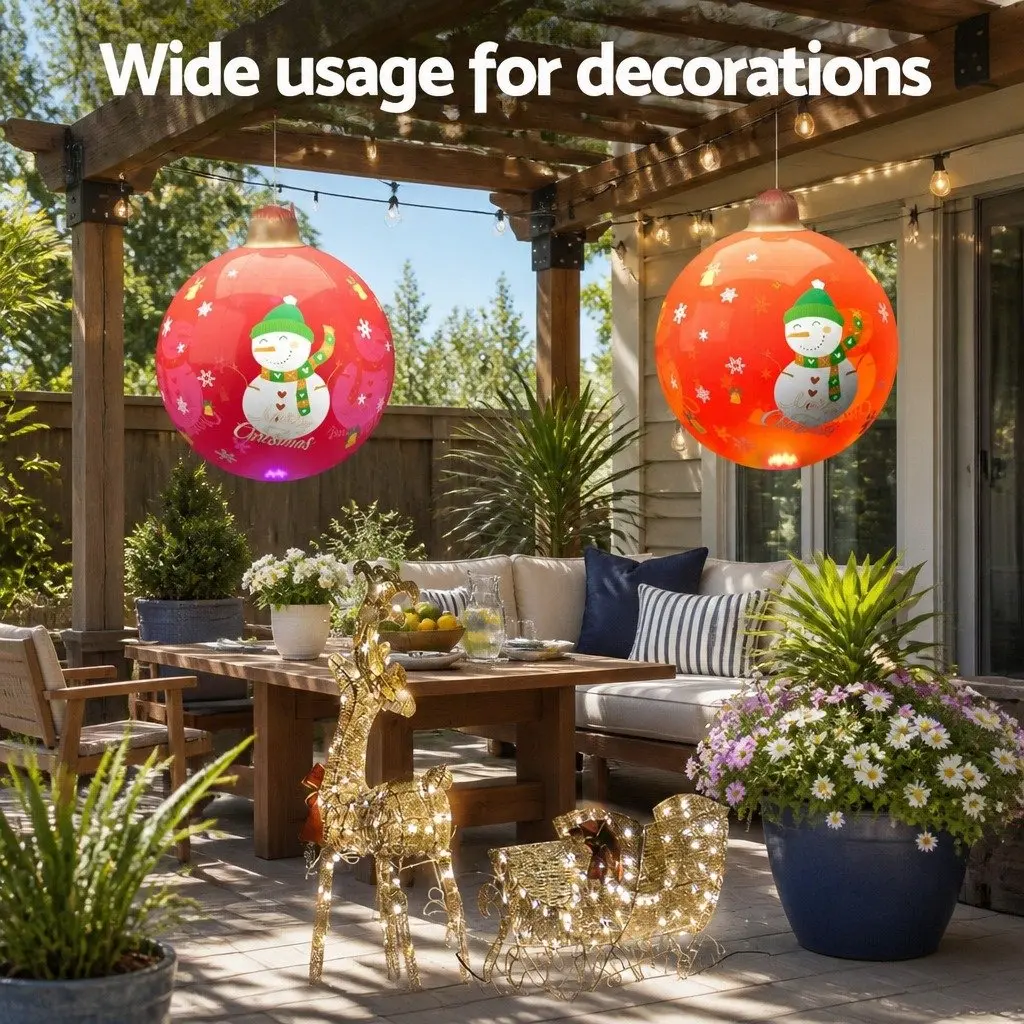 60cm Red Christmas Inflatable Ball with LED Lights