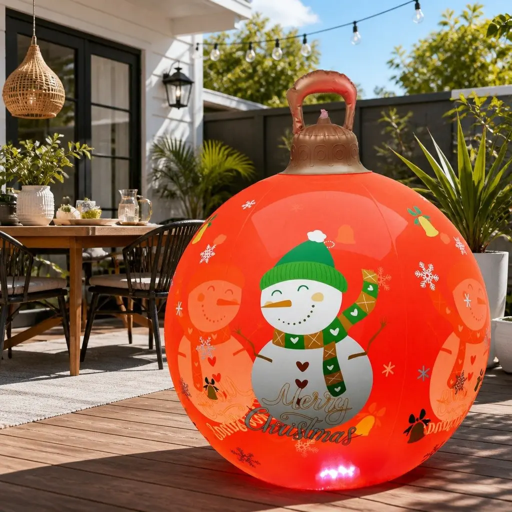 60cm Red Christmas Inflatable Ball with LED Lights