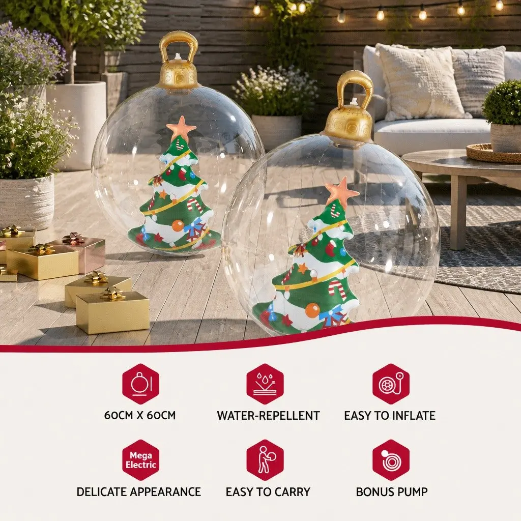 60cm Transparent Christmas Inflatable Bauble for Outdoors