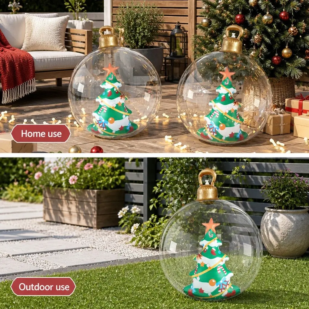 60cm Transparent Christmas Inflatable Bauble for Outdoors