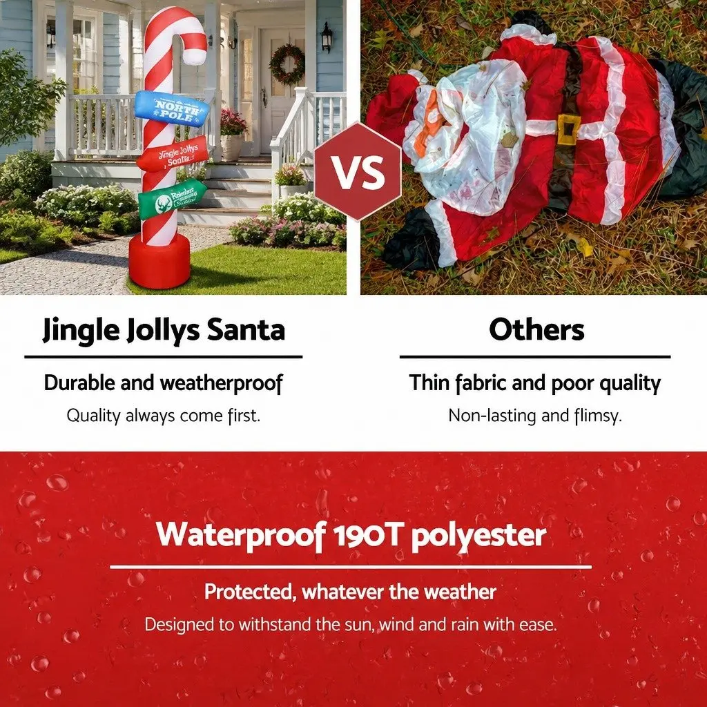 Christmas Inflatable Candy Pole 2.4M Polyester Multicoloured